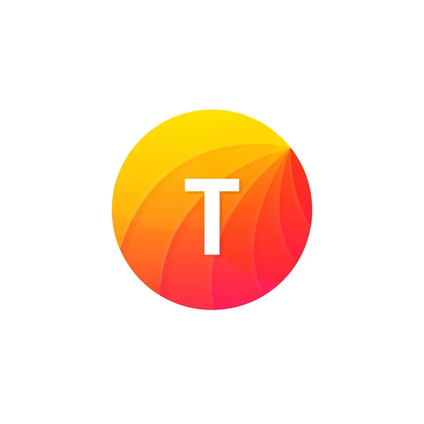 Résumé cercle plat T logo lettre symbole signe entreprise icône vect — Image vectorielle