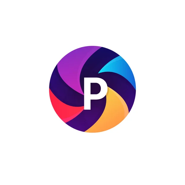 Abstrak lingkaran bola tanda huruf P logo desain vektor ikon - Stok Vektor