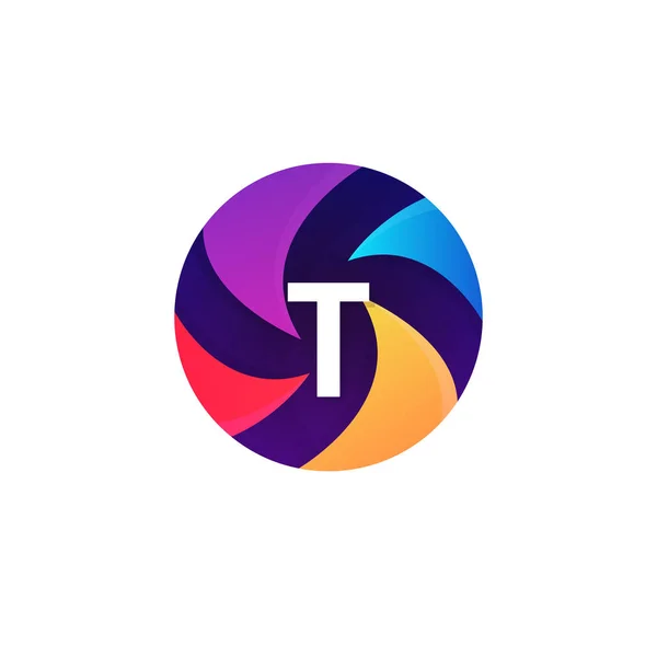 Abstrait sphère cercle signe T lettre logo icône vectoriel design — Image vectorielle