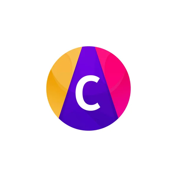 Grappige platte cirkel bol logo web pictogram C brief teken vector desi — Stockvector