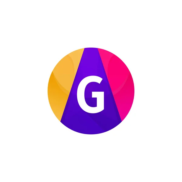 Grappige platte cirkel bol logo web pictogram G brief teken vector desi — Stockvector