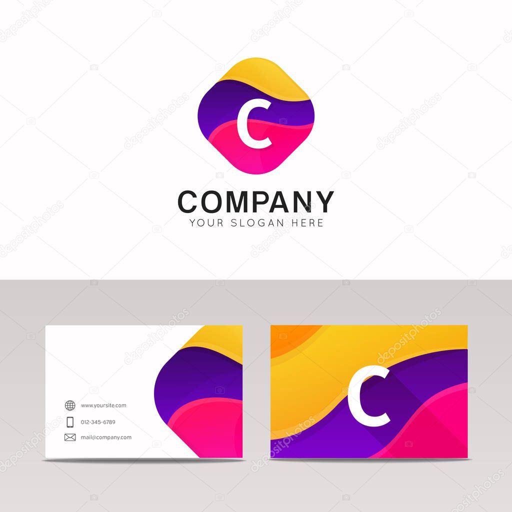 Fun abstract colorful shape C letter logo icon sign vector design