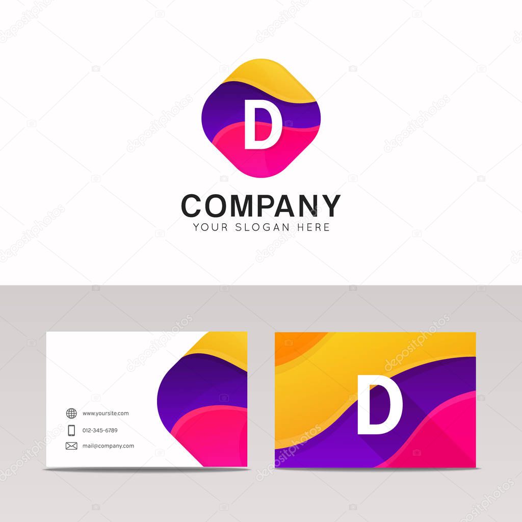 Fun abstract colorful shape D letter logo icon sign vector design