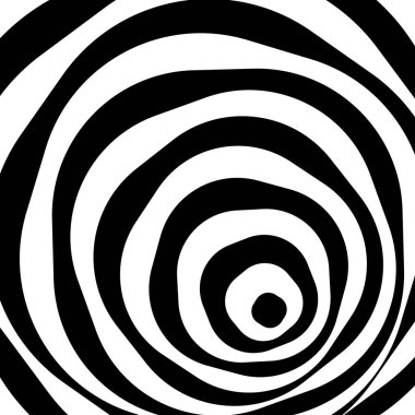 Soyut optik illüzyon arka plan vektör tasarımı. Psikedelik çizgili siyah beyaz arka plan. Hipnotik desen.
