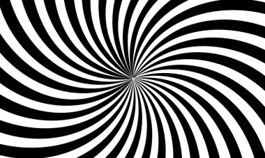 Soyut optik illüzyon arka plan vektör tasarımı. Psikedelik çizgili siyah beyaz arka plan. Hipnotik desen.