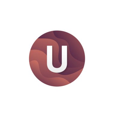 Soyut U harfi logo dairesi şekil şirketi işareti katmanlanmış yuvarlak simge modu logotip vektör tasarımı.