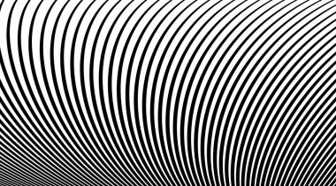 Siyah ve beyaz çizgileri olan yarım ton arkaplan. Optik illüzyon sanat vektörü tasarımı.