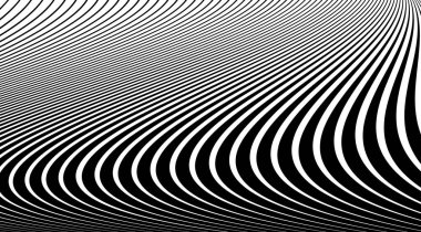 Siyah ve beyaz çizgileri olan yarım ton arkaplan. Optik illüzyon sanat vektörü tasarımı.