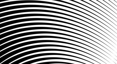Siyah ve beyaz çizgileri olan yarım ton arkaplan. Optik illüzyon sanat vektörü tasarımı.