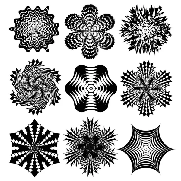Σύνολο Αφηρημένων Γεωμετρικών Ψυχεδελικών Σχημάτων Διανυσματικού Σχεδιασμού — Φωτογραφία Αρχείου