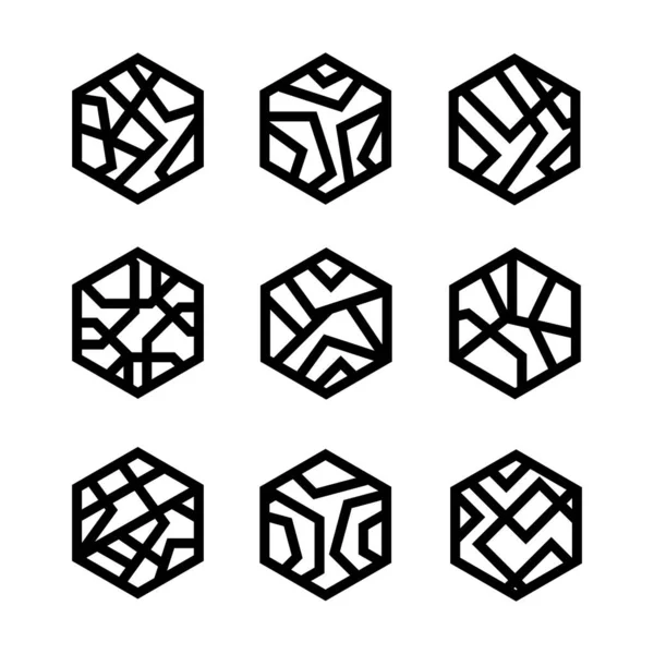 Set Linear Hexagon Logo Icon Signs Modern Vector Geometric Shapes — Stock Photo, Image