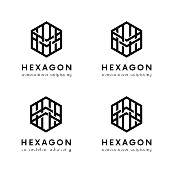 Basit Doğrusal Altıgen Logo Tasarımları Seti Vektör Geometrik Simge Şirketi — Stok fotoğraf