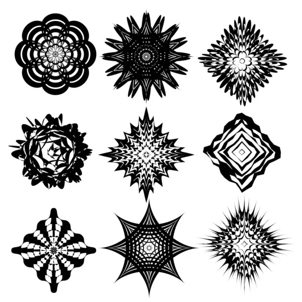 Set of abstract monochrome geometric elements vector design.