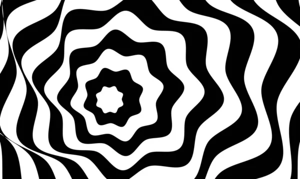 Abstract Optical Illusion Background Vector Design Psychedelic Striped Black White — Stock Photo, Image