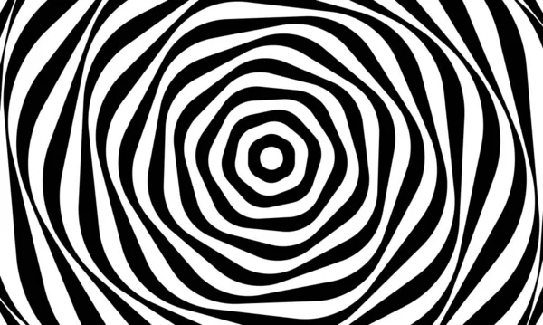 Abstract Optisch Illusie Achtergrond Vector Ontwerp Psychedelisch Gestreepte Zwart Wit — Stockfoto