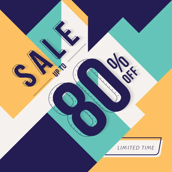 Abstract sale promo banner with material design background. Trendy special offer poster.
