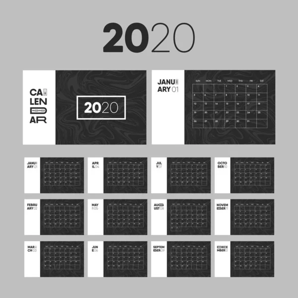 Modern 2020 Nytt Affärskalender Vektor Design Enkel Mall För Kontorskalender — Stockfoto