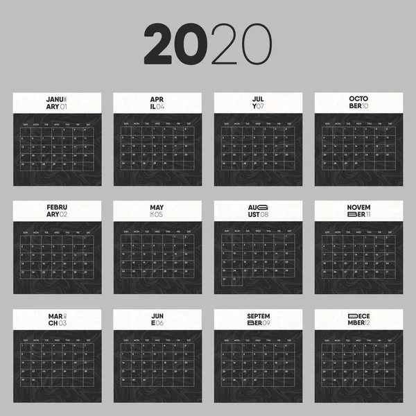 Modern 2020 Minimalistisk Kalender Vektor Design Modern Kalender Mall För — Stockfoto