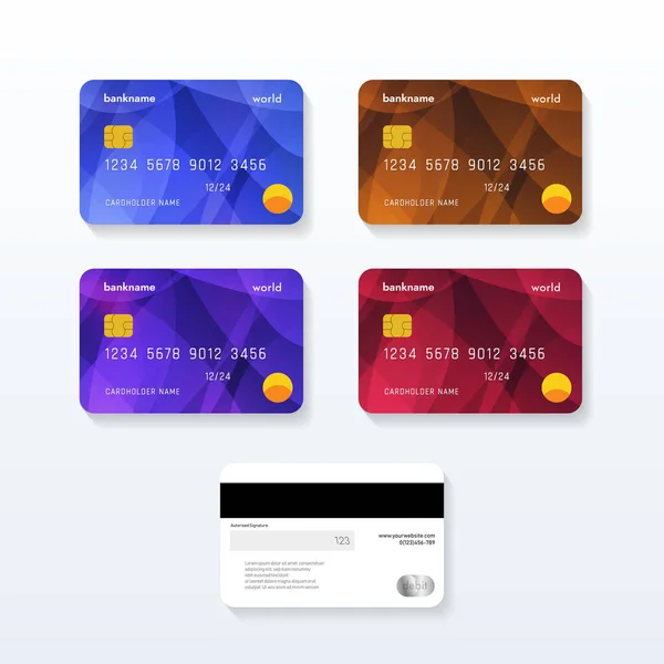 Set of Credit cards with abstract design. Debit card vector design.