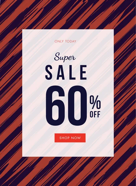 Abstract Super Sale banner with 60% off discount. Promo placard.