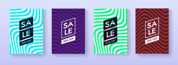 Collection Geometric Sale Placards Wavy Promo Banner Discount Special Deal — Stock Photo, Image