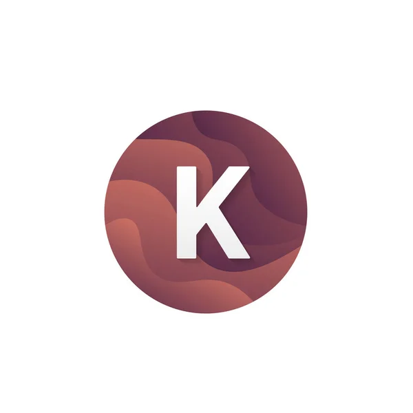 Abstract K letter logo circle shape company sign layered round icon trendy logotype vector design.