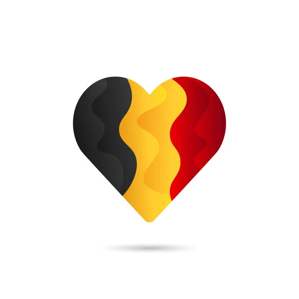 ハートサイン愛アイコンベクトルデザインでベルギーの国旗 抽象液体勾配炉シンボルカラフルなデザイン — ストック写真