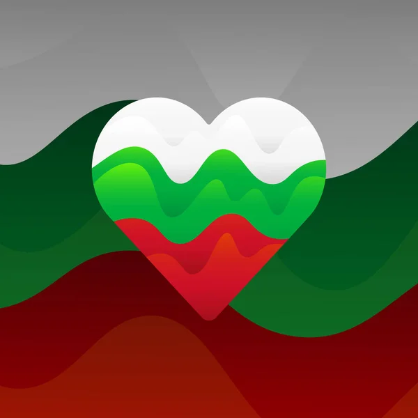 Nationale Vlag Van Bulgarije Hart Teken Liefde Pictogram Vector Ontwerp — Stockfoto