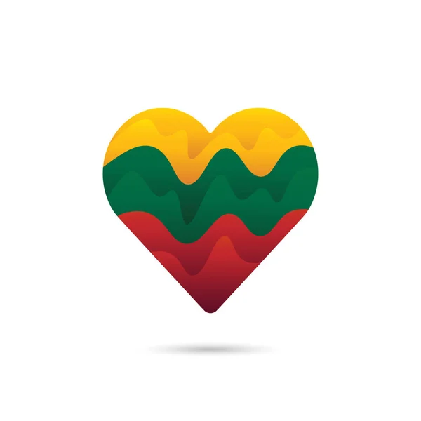 Bandeira Nacional Lituânia Desenho Vetor Ícone Amor Sinal Coração Abstrato — Fotografia de Stock