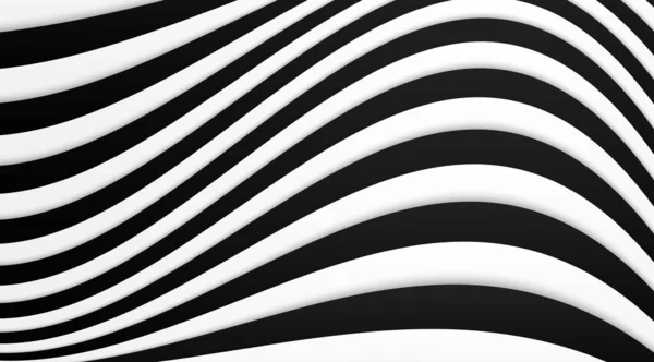 Optical Illusion Black White Stripped Curvy Lines Backlground Vector Design — Stock Photo, Image