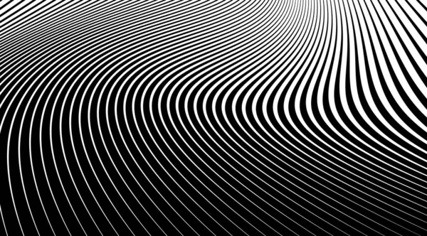 Halftone Background Stripped Black White Lines Optical Illusion Art Vector — Stock Photo, Image