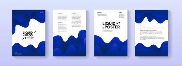 液体の形をしたダイナミックなポスターセット A4サイズ抽象的な層状グラデーション背景イラストパンフレット バナー カード — ストック写真