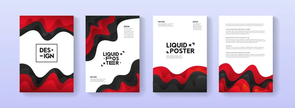 液体の形をしたダイナミックなポスターセット A4サイズ抽象的な層状グラデーション背景イラストパンフレット バナー カード — ストック写真