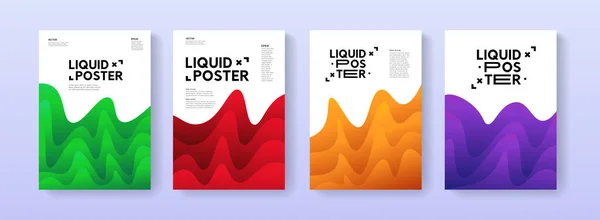 动态海报设置有液体流体形状 A4尺寸抽象渐变背景图解 用于小册子 印刷品 — 图库照片