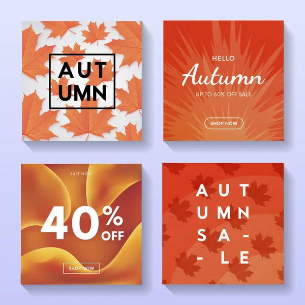 Soyut Autumn Satış Tanıtım Pankartları Vektör Tasarımı Seti Sonbahar Indirimi — Stok fotoğraf