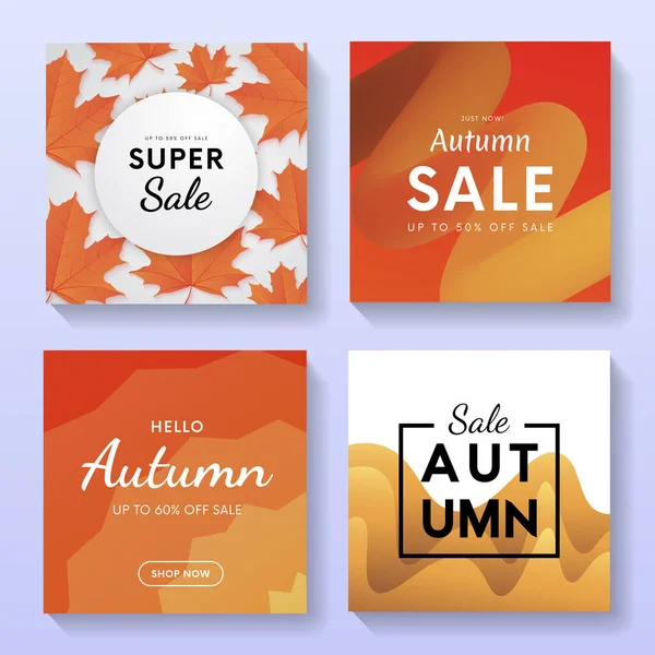 Set Astratto Autunno Vendita Banner Promozionali Progettazione Vettoriale Sconto Autunno — Foto Stock