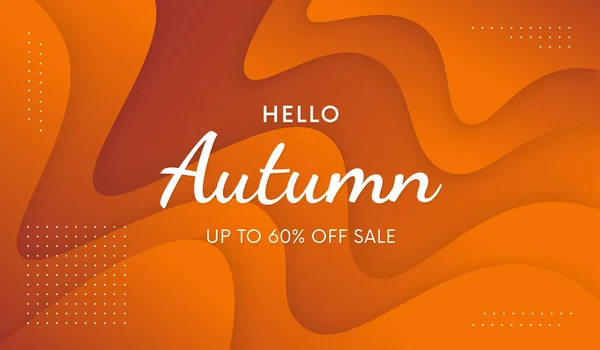 Hello Autumn Trendy Banner Промо Иллюстрация Прохладного Падения Жидкостным Фоновым — стоковое фото