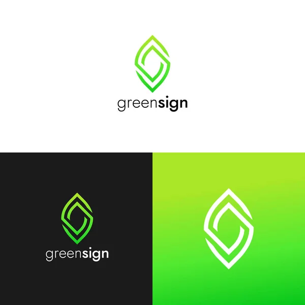Simple Linear Leaf Logo Icon Sign Vector Design — Stock Photo, Image