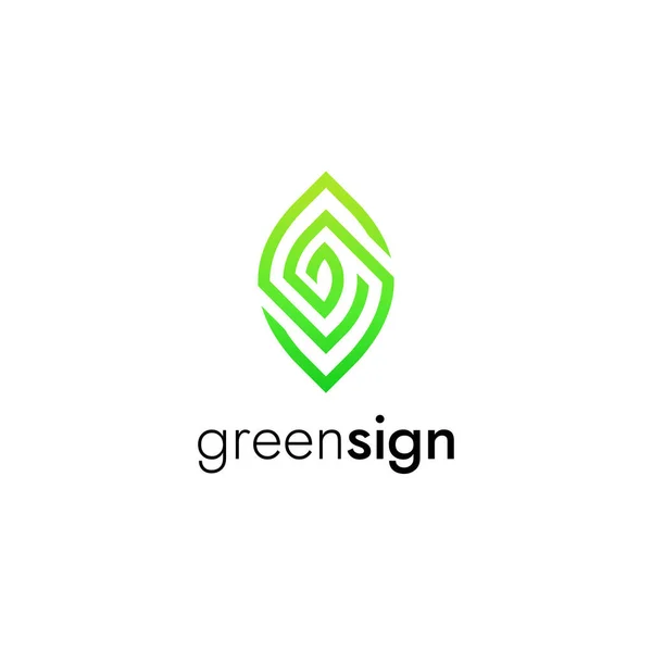 Enkel Ekologisk Logotyp Vektor Design Abstrakt Bladtecken — Stockfoto