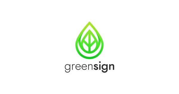 Doğrusal Eco Yaprağı Logo Simgesi Işaret Vektör Tasarımı — Stok fotoğraf