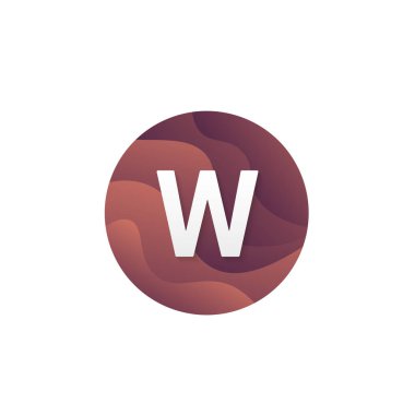 Soyut W harfi logo dairesi şekil şirketi işareti katmanlanmış yuvarlak simge modu logotip vektör tasarımı.