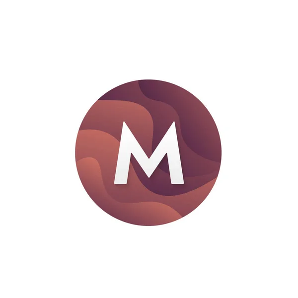 概要M字型ロゴサークル形状企業サイン積層丸型アイコントレンディーなロゴタイプベクトルデザイン — ストックベクタ