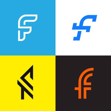 D harfi logo koleksiyonu vektör tasarımı. Basit şirket logo simgeleri kümesi.