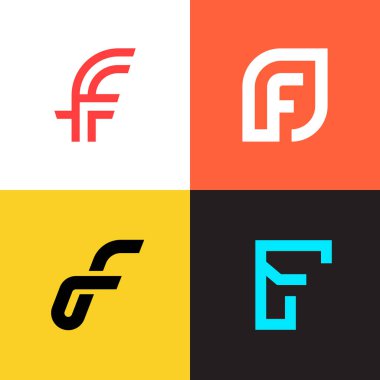 D harfi logo koleksiyonu vektör tasarımı. Basit şirket logo simgeleri kümesi.