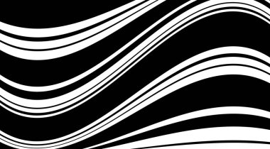 Dalgalı soyulmuş dinamik monokrom deseni. Geometrik doğrusal arkaplan vektör tasarımı.