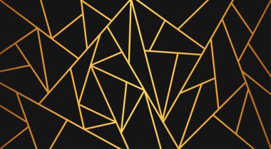 Modern mozaik arka plan siyah ve altın. Çokgen geometrik lüks arkaplan vektör tasarımı.