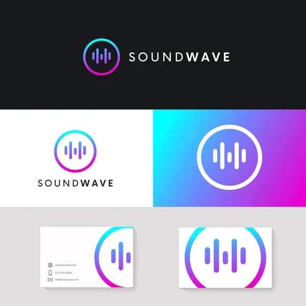 Clean audio wave sound logo. Simple equalizer icon. Circle volume sign.