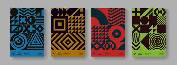 Cool Minimal Geometric Poster Collection Vector Design Trendy Pattern — Stock Photo, Image