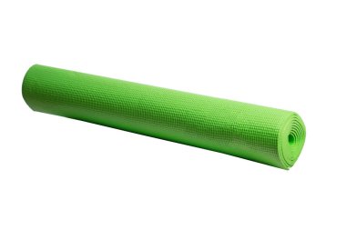 beyaz zemin üzerine yeşil yoga mat