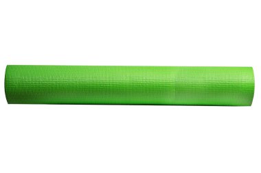 beyaz zemin üzerine yeşil yoga mat